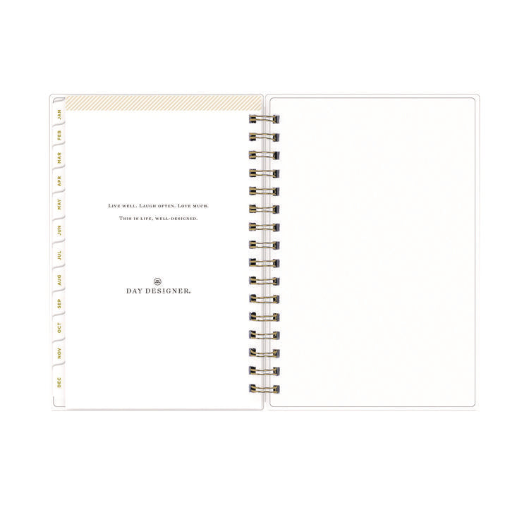 Day Designer Navy Stripe Daily/Monthly Planner, Horizontal Stripe Artwork, 8 x 5, Navy/White Cover, 12-Month (Jan-Dec): 2025