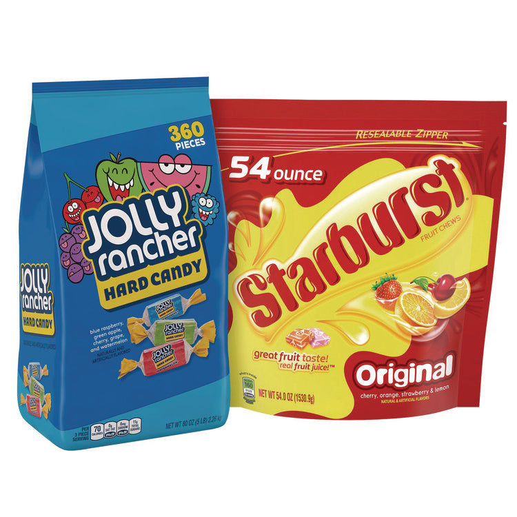 Chewy and Hard Candy Party Asst, Jolly Rancher/Starburst, 8.5 lbs Total, 2 Bag Bundle