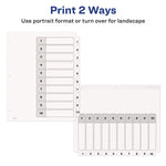customizable table of contents ready index black and white dividers, 10-tab, 1 to 10, 11 x 8.5, white, 6 sets