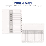 Customizable Table of Contents Ready Index Black and White Dividers, 12-Tab, Jan. to Dec., 11 x 8.5, White, 6 Sets
