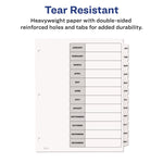 Customizable Table of Contents Ready Index Black and White Dividers, 12-Tab, Jan. to Dec., 11 x 8.5, White, 6 Sets