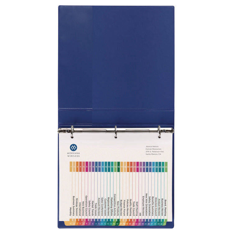 customizable table of contents ready index multicolor dividers, 31-tab, 1 to 31, 11 x 8.5, white, 6 sets