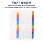 customizable table of contents ready index multicolor dividers, 26-tab, a to z, 11 x 8.5, white, 6 sets