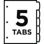 Big Tab Ultralast Plastic Dividers, 5-Tab, 11 X 8.5, Assorted, 1 Set