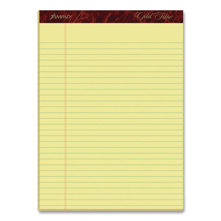 Gold Fibre Writing Pads, Wide/legal Rule, 50 Canary-Yellow 8.5 X 11.75 Sheets, 4/pack