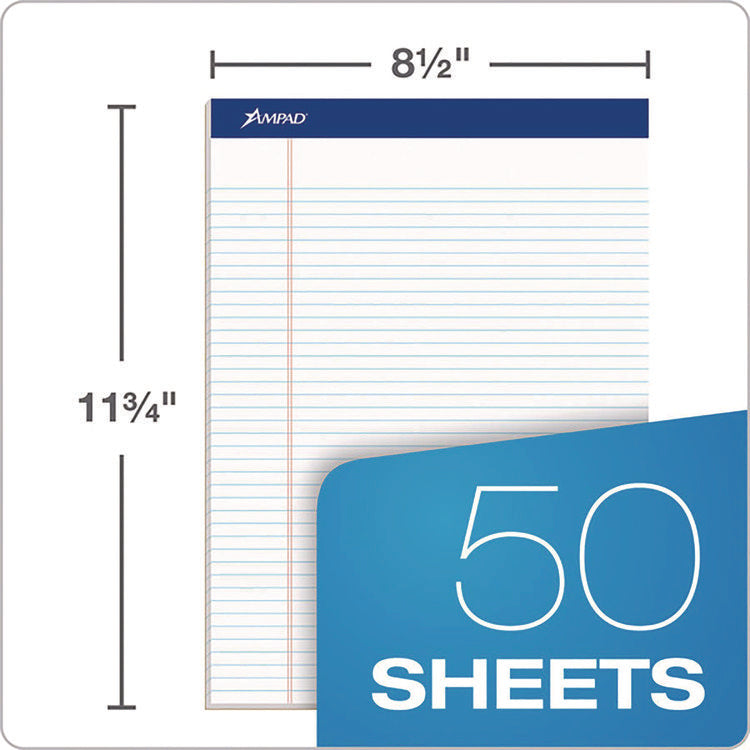 Perforated Writing Pads, Narrow Rule, 50 White 8.5 X 11.75 Sheets, Dozen