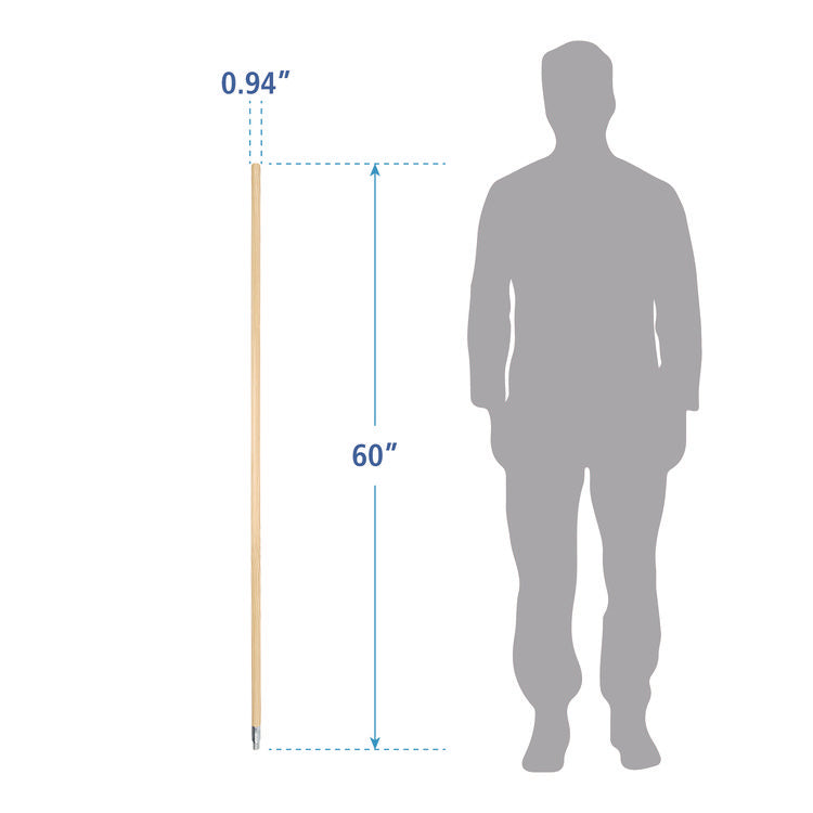 Metal Tip Threaded Hardwood Broom Handle, 0.94" dia x 60", Natural