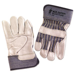 Grain Leather Palm Gloves, Gunn Cut, Wing Thumb, Medium, Blue Striped/White, 12 Pairs
