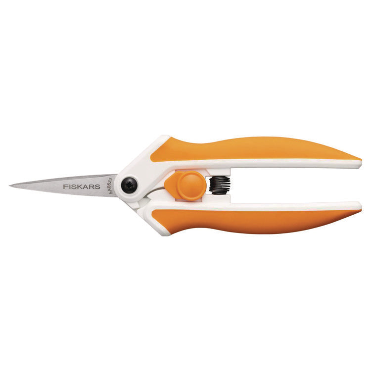 Micro-Tip Easy Action Scissors, 6.1" Long, 1.75" Cut Length, Orange/White Handle