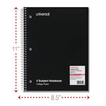 Wirebound Notebook, 3-Subject, Medium/College Rule, Black Cover, (120) 11 x 8.5 Sheets