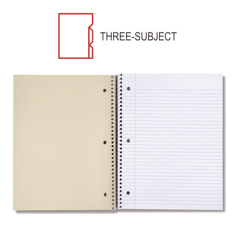 Wirebound Notebook, 3-Subject, Medium/College Rule, Black Cover, (120) 11 x 8.5 Sheets