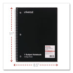 Wirebound Notebook, 1-Subject, Medium/College Rule, Black Cover, (100) 11 x 8.5 Sheets