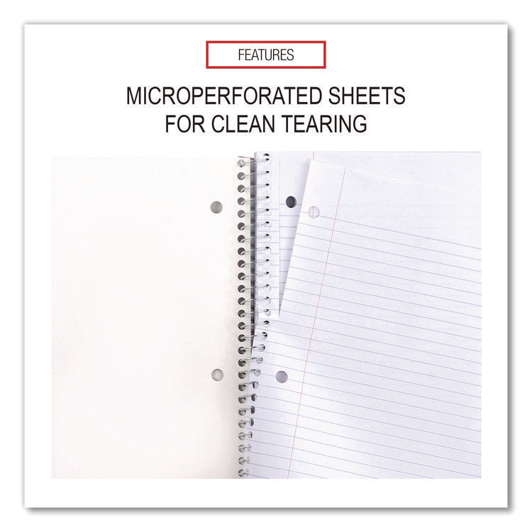 Wirebound Notebook, 1-Subject, Medium/College Rule, Black Cover, (100) 11 x 8.5 Sheets