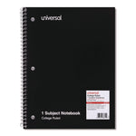 Wirebound Notebook, 1-Subject, Medium/College Rule, Black Cover, (70) 10.5 x 8 Sheets