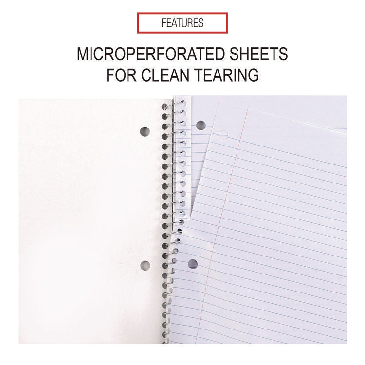 Wirebound Notebook, 1-Subject, Medium/College Rule, Assorted Cover Colors, (70) 10.5 x 8 Sheets, 4/Pack