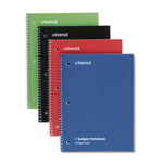 Wirebound Notebook, 1-Subject, Medium/College Rule, Assorted Cover Colors, (70) 10.5 x 8 Sheets, 4/Pack