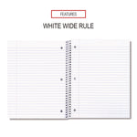 Wirebound Notebook, 1-Subject, Wide/Legal Rule, Black Cover, (70) 10.5 x 8 Sheets