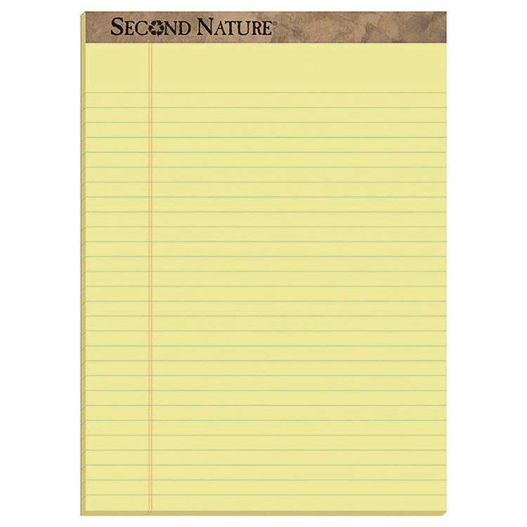 Second Nature Recycled Ruled Pads, Wide/legal Rule, 50 Canary-Yellow 8.5 X 11.75 Sheets, Dozen