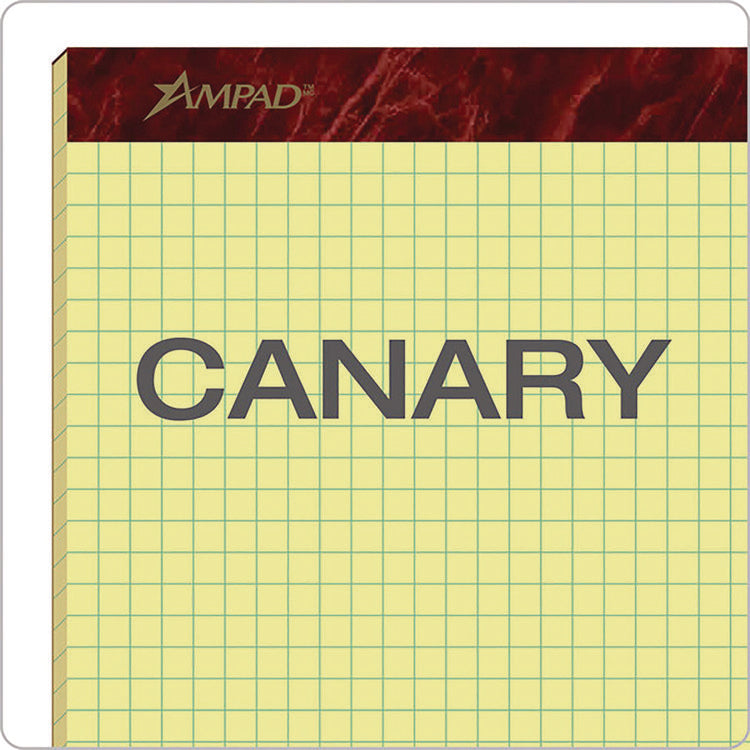 Gold Fibre Canary Quadrille Pads, Stapled With Perforated Sheets, Quadrille Rule (4 Sq/in), 50 Canary 8.5 X 11.75 Sheets
