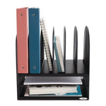 Onyx Mesh Desk Organizer With Two Horizontal And Six Upright Sections, Letter Size Files, 13.25" X 11.5" X 13", Black