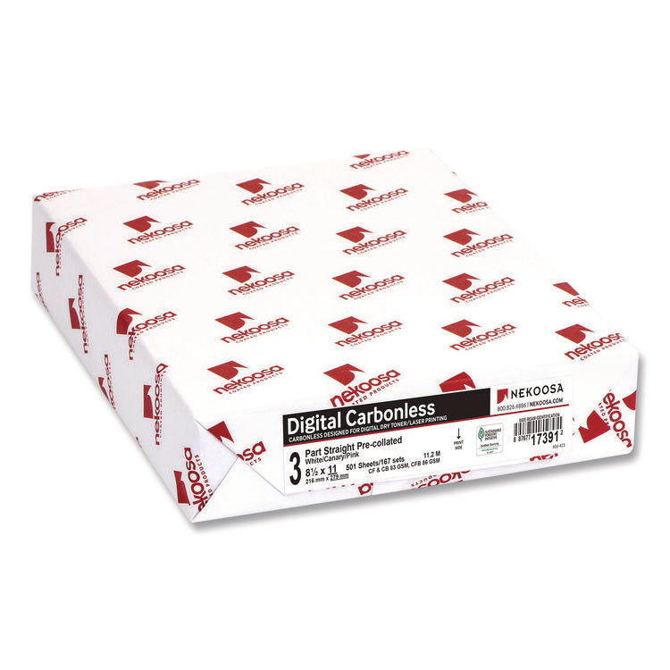 Fast Pack Carbonless 3-Part Paper, 8.5 X 11, White/canary/pink, 500 Sheets/ream, 5 Reams/carton