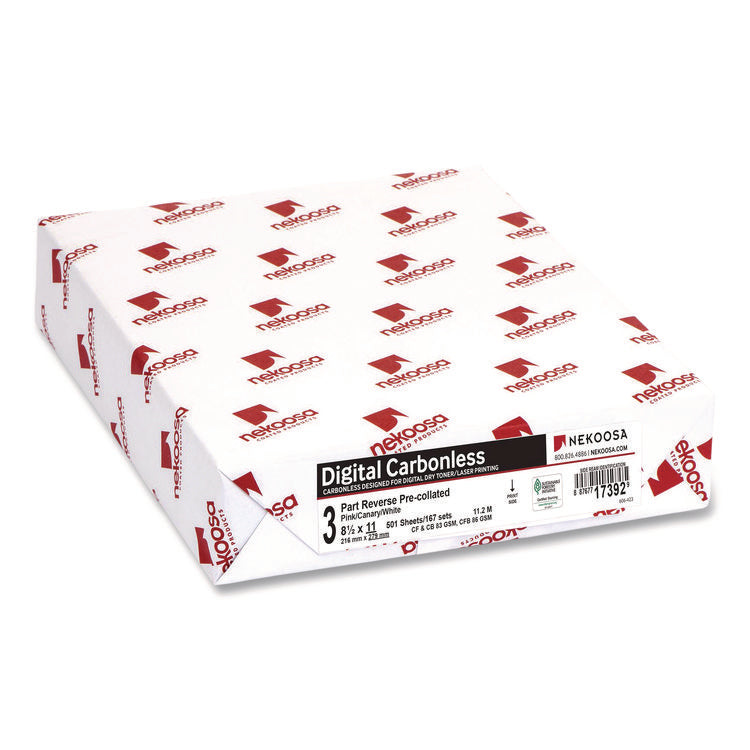 Fast Pack Carbonless 3-Part Paper, 8.5 X 11, Pink/canary/white, 500 Sheets/ream, 5 Reams/carton