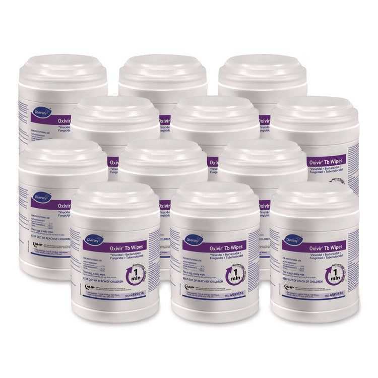 Oxivir TB Disinfectant Wipes, 7 x 6, White, 160/Canister, 12 Canisters/Carton