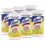 Disinfecting Wipes, 1-Ply, 7 x 7.25, Lemon and Lime Blossom, White, 80 Wipes/Canister, 6 Canisters/Carton