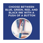 4-Color Multi-Color Ballpoint Pen, Retractable, Medium 1mm, Black/Blue/Green/Red Ink, Blue/White Barrel
