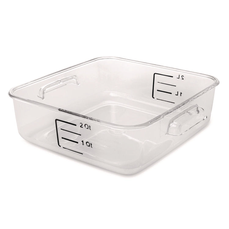 SpaceSaver Square Containers, 2 qt, 8.8 x 8.75 x 2.7, Clear, Plastic