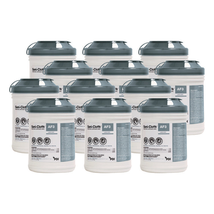 Sani-Cloth AF3 Germicidal Disposable Wipes, 6 x 6.75, White, 160 Wipes/Canister, 12 Canisters/Carton