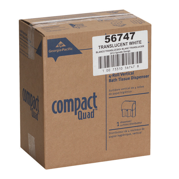 Compact Quad Vertical 4-Roll Coreless Tissue Dispenser, 12.06 X 8 X 14.44, White