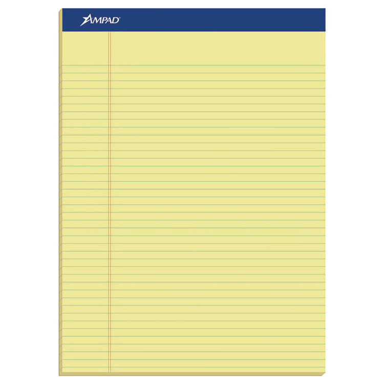 Perforated Writing Pads, Narrow Rule, 50 Canary-Yellow 8.5 X 11.75 Sheets, Dozen
