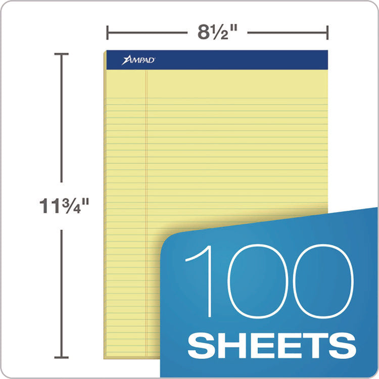 Perforated Writing Pads, Narrow Rule, 50 Canary-Yellow 8.5 X 11.75 Sheets, Dozen
