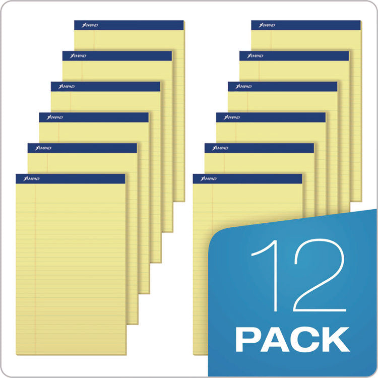 Perforated Writing Pads, Wide/legal Rule, 50 Canary-Yellow 8.5 X 14 Sheets, Dozen