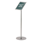 Floor Sign Display with Rear Literature Pocket, 8.5 x 11 Insert, 45" Tall, Silver