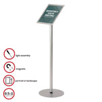 Floor Sign Display with Rear Literature Pocket, 8.5 x 11 Insert, 45" Tall, Silver