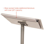 Floor Sign Display with Rear Literature Pocket, 8.5 x 11 Insert, 45" Tall, Silver