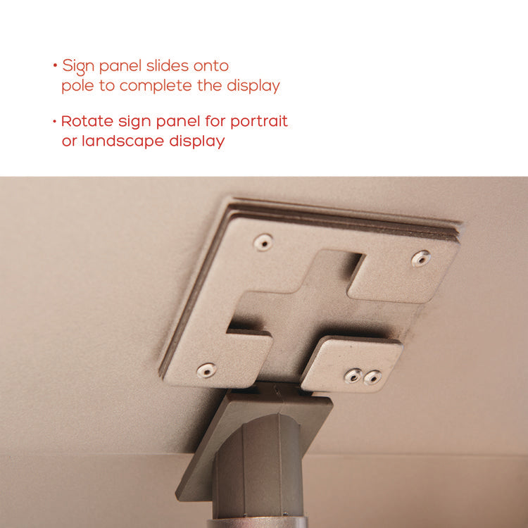 Floor Sign Display with Rear Literature Pocket, 8.5 x 11 Insert, 45" Tall, Silver