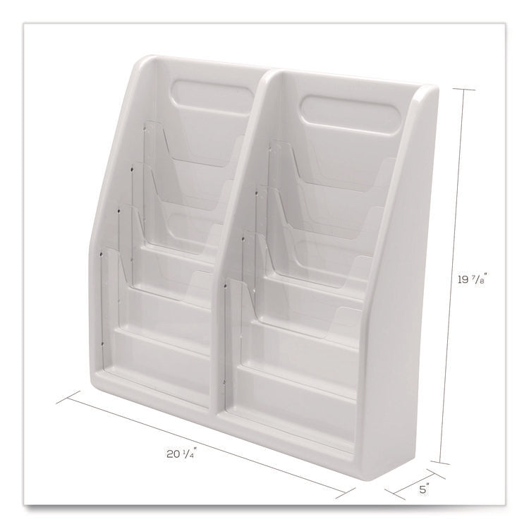 Multi-Tiered Desktop/Wall-Mount Literature Holders, 20.25w x 5d x 19.88h, Gray