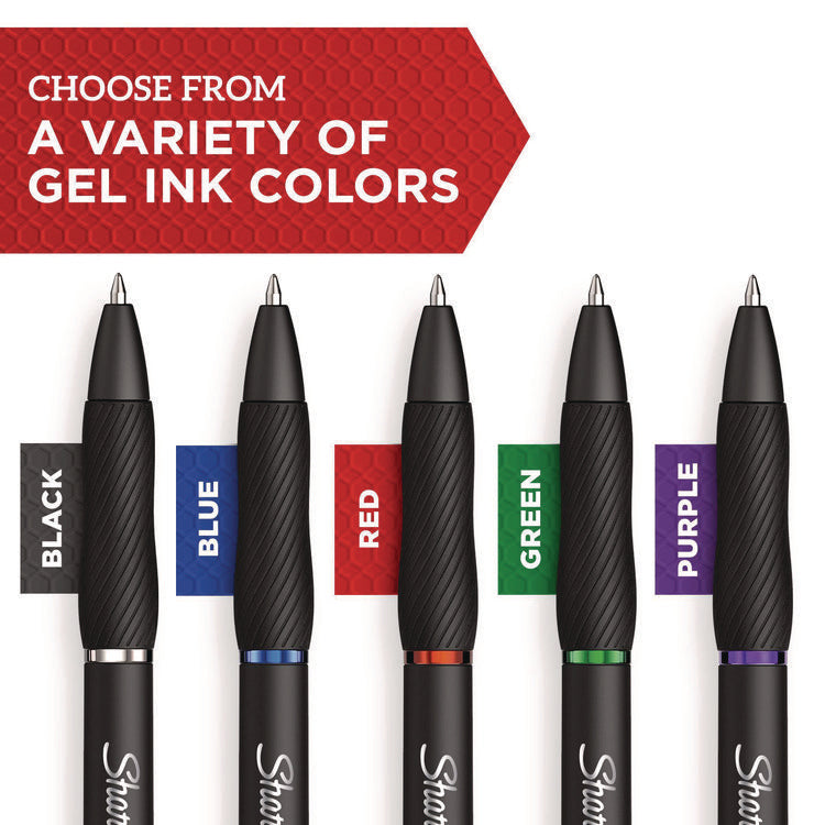 S-GEL HIGH-PERFORMANCE GEL PEN, RETRACTABLE, MEDIUM 0.7 MM, BLACK INK, BLACK BARREL, 4/PACK