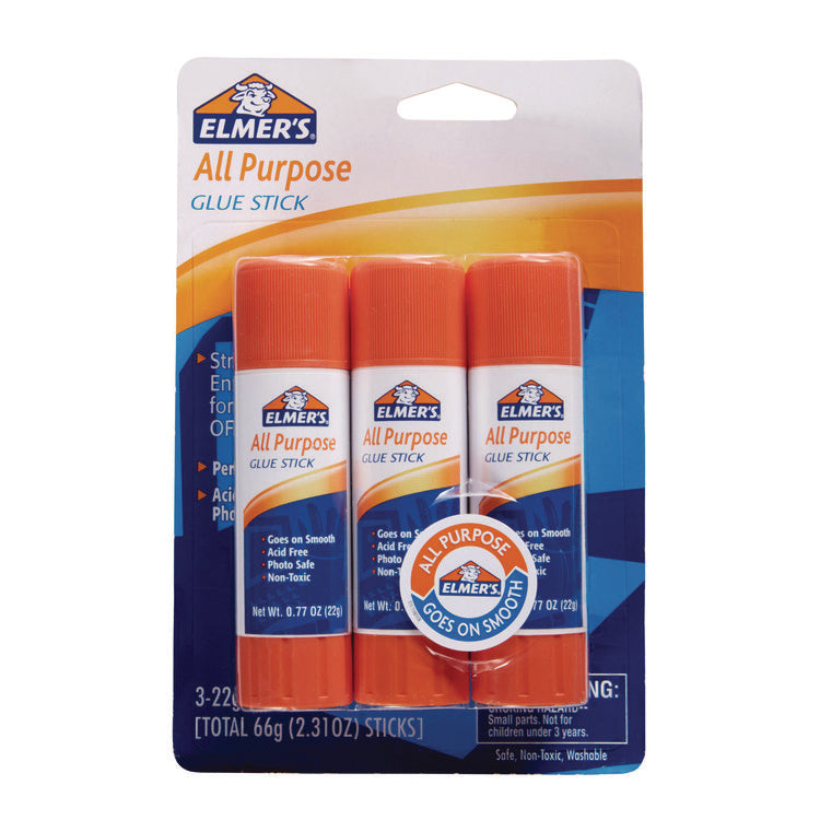All Purpose Glue Stick, 0.77 oz, Dries Clear, 3/Pack