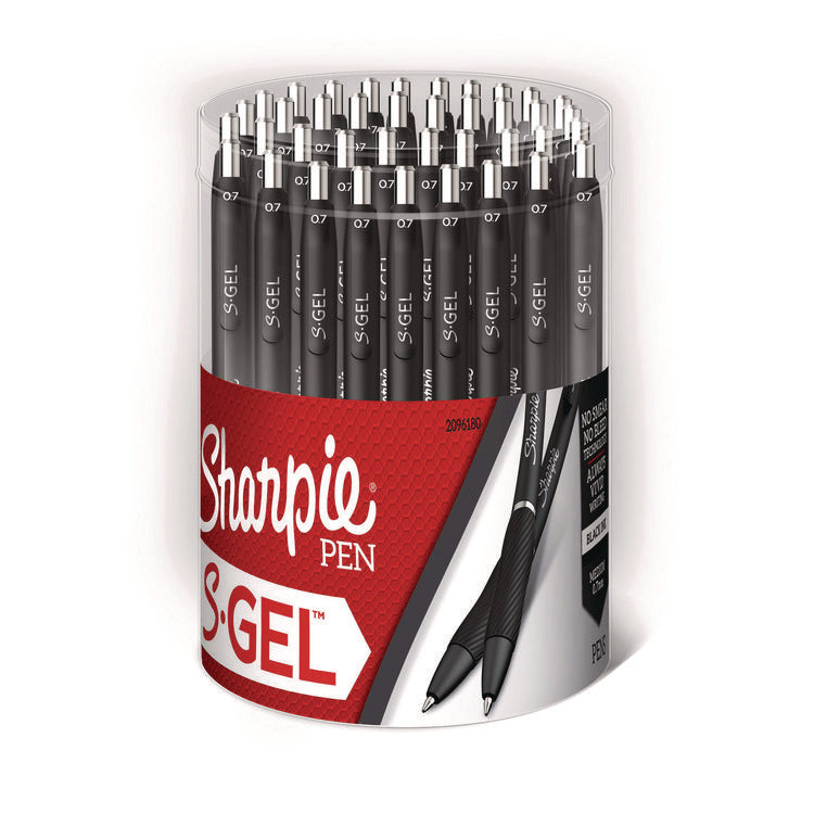 S-GEL HIGH-PERFORMANCE GEL PEN, RETRACTABLE, MEDIUM 0.7 MM, BLACK INK, BLACK BARREL, 36/PACK