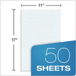 Quadrille Pads, Quadrille Rule (4 sq/in), 50 White (Standard 15 lb Bond) 11 x 17 Sheets