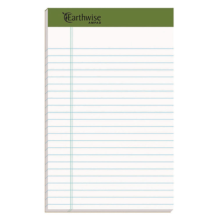 Earthwise By Ampad Recycled Paper Legal Pads, Wide/legal Rule, 40 White 5 X 8 Sheets, 6/pack