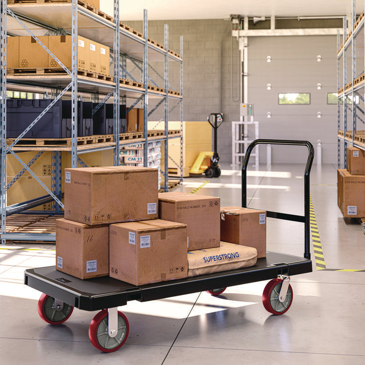 Resin Platform Truck, 1,600 lb Capacity, 30.25 x 64.5 x 41, Black