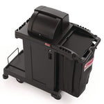 High Security Housekeeping Cart, Plastic, 1 Shelf, 3 Bins, 23.19 x 53.23 x 53.02, Black