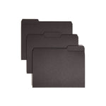 Interior File Folders, 1/3-Cut Tabs: Assorted, Letter Size, 0.75" Expansion, Black/Gray, 100/Box