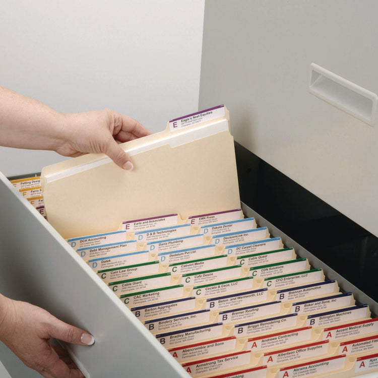 Reinforced Tab Manila File Folders, 1/3-Cut Tabs: Assorted, Letter Size, 0.75" Expansion, 11-pt Manila, 100/Box