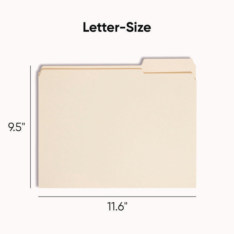 Reinforced Tab Manila File Folders, 1/3-Cut Tabs: Assorted, Letter Size, 0.75" Expansion, 11-pt Manila, 100/Box